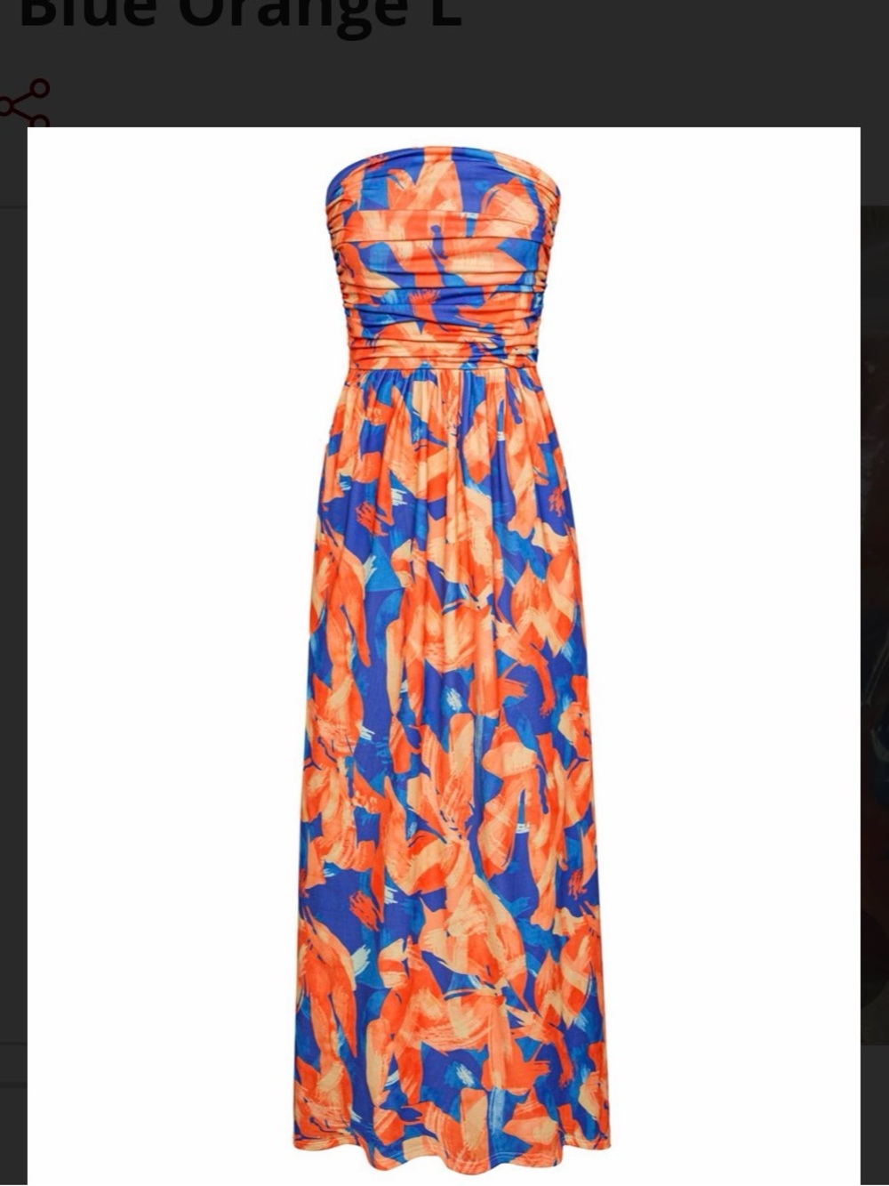 Grace Karin Strapless Floral-Print Maxi Dress in Blue and Orange